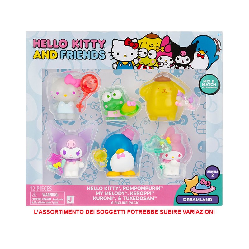 HELLO KITTY AND FRIENDS DREAMLAND SERIES 2 6X MINI FIGURE GIOCHI PREZIOSI