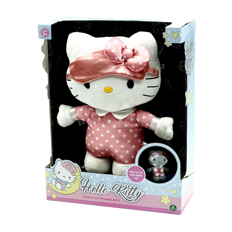 HELLO KITTY GLOW A LOT PIJAMAS KITTY 30CM PUPAZZO PELUCHE FIGURE CON LUCI E SUONI GIOCHI PREZIOSI