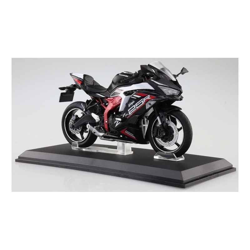 KAWASAKI NINJA ZX-25R SPARK BLACK X STARDUST WHITE DIECAST BIKE SERIES 1/12 MODEL AOSHIMA