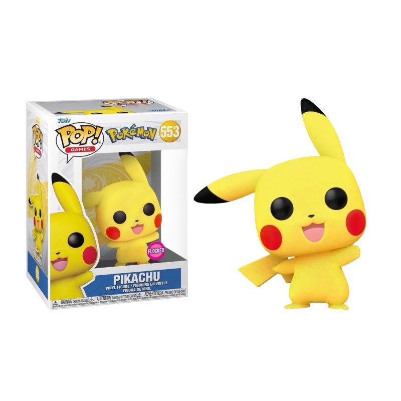 FUNKO FUNKO POP! POKEMON 553 PIKACHU FLOCKED BOBBLE HEAD FIGURE