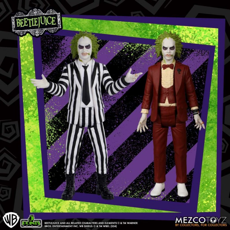 BEETLEJUICE 5 POINTS SET 2X ACTION FIGURE MEZCO TOYS