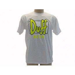 MAGLIA T SHIRT THE SIMPSONS DUFF BEER LOGO GIALLO FLUO BIANCA