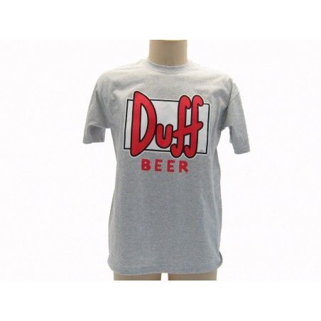 MAGLIA T SHIRT THE SIMPSONS DUFF BEER LOGO ROSSO GRIGIA