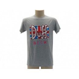 MAGLIA T SHIRT THE SIMPSONS DUFF BEER BANDIERA GRIGIA
