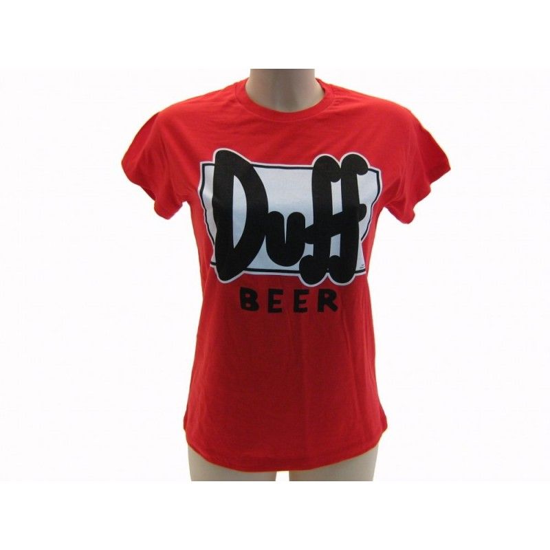 MAGLIA T SHIRT THE SIMPSONS DUFF BEER DONNA ROSSA