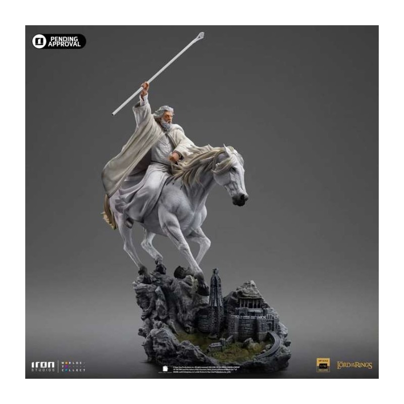 IL SIGNORE DEGLI ANELLI GANDALF THE WHITE ON SHADOWFAX ART SCALE 1/10 STATUA FIGURE IRON STUDIOS