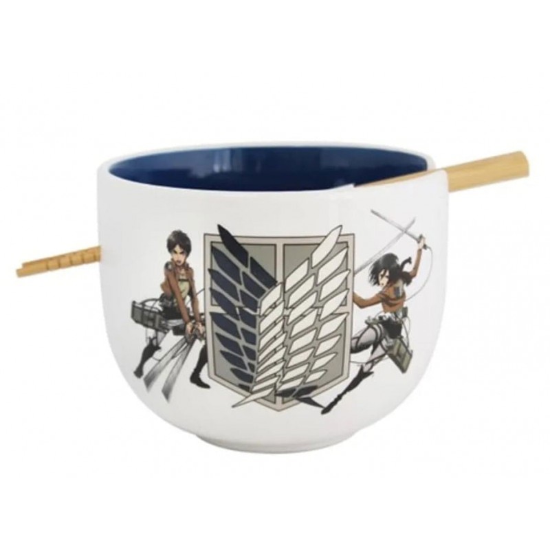 JUST FUNKY ATTACK ON TITAN SURVEY CORPS RAMEN BOWL WITH CHOPSTICKS