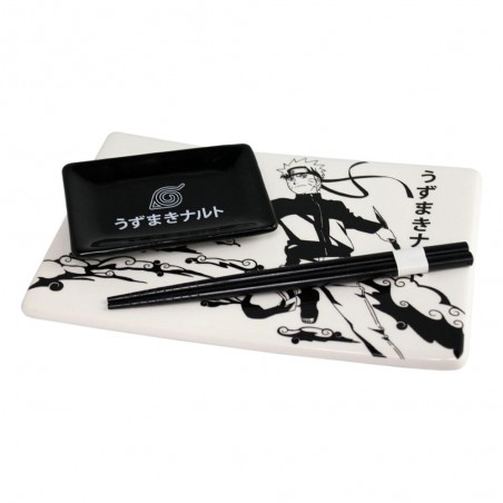 NARUTO SHIPPUDEN CERAMIC SUSHI SET E BACCHETTE