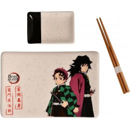 DEMON SLAYER TANJIRO GIYU CERAMIC SUSHI SET E BACCHETTE JUST FUNKY