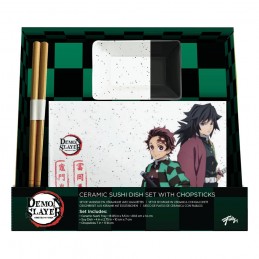 JUST FUNKY DEMON SLAYER TANJIRO GIYU CERAMIC SUSHI SET WITH CHOPSTICKS