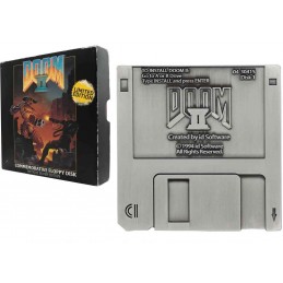 FANATTIK DOOM II COMMEMORATIVE FLOPPY DISC ANTIQUE SILVER EDITION REPLICA