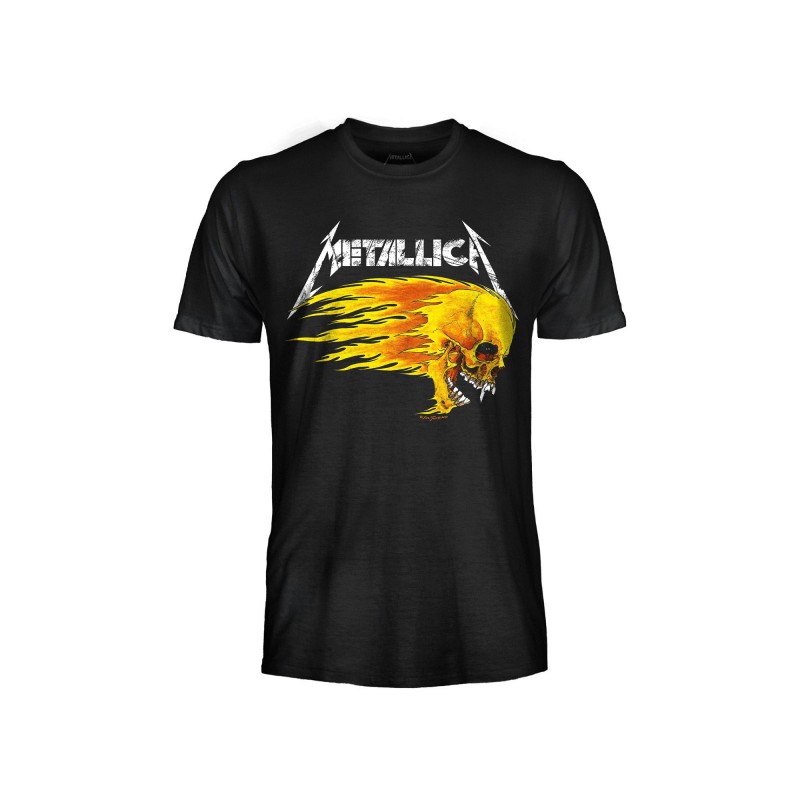 MAGLIA T SHIRT METALLICA PUSHEAD FLAMING SKULL