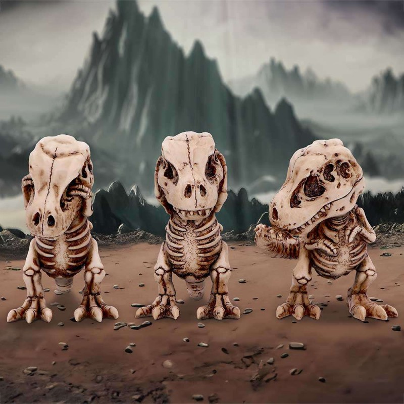 TYRANNOSAURUS REX SKELETONS THREE WISE STATUA FIGURE NEMESIS NOW