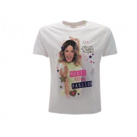 MAGLIA T SHIRT DISNEY VIOLETTA MUSIC LOVE PASSION BIANCA