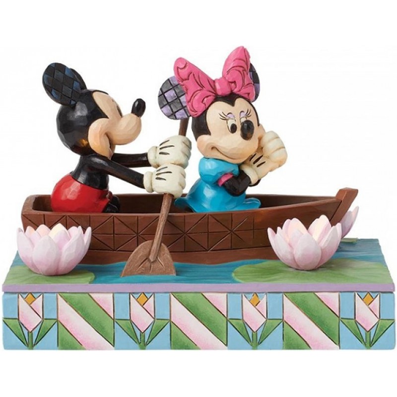 MICKEY E MINNIE IN BARCA STATUA FIGURE LUMINOSA ENESCO