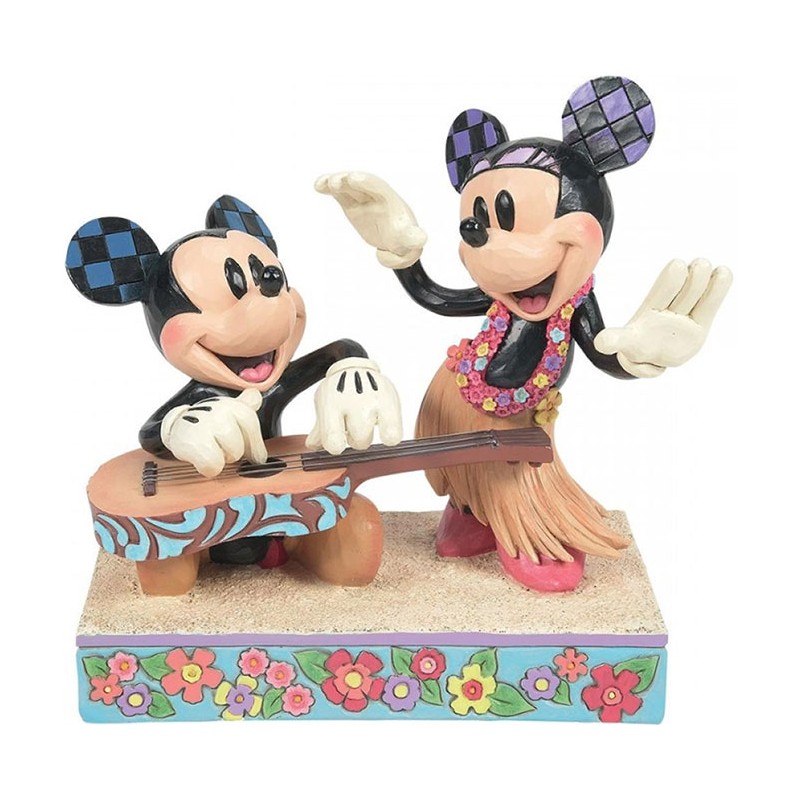 ENESCO MICKEY AND MINNIE MOUSE HAWAII STATUE FIGURE