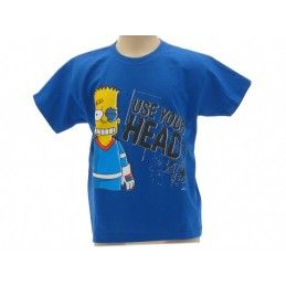 MAGLIA T SHIRT THE SIMPSONS BART USE YOUR HEAD BLU ROYAL
