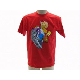 MAGLIA T SHIRT THE SIMPSONS MOTO HOMER BART ROSSA