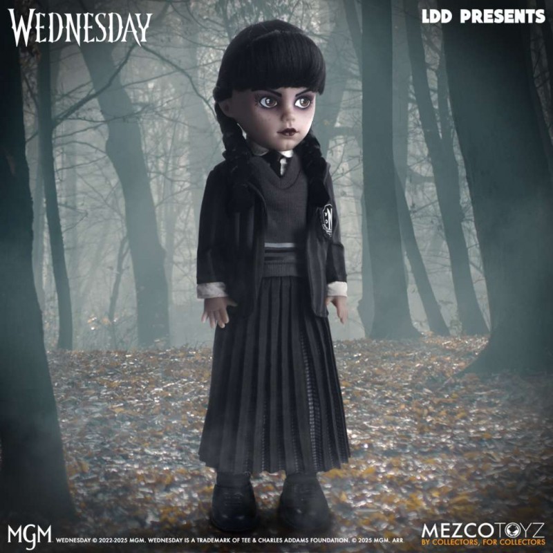 MEZCO TOYS LIVING DEAD DOLLS LDD WEDNESDAY NEVERMORE ACADEMY UNIFORM VERSION 25CM ACTION FIGURE