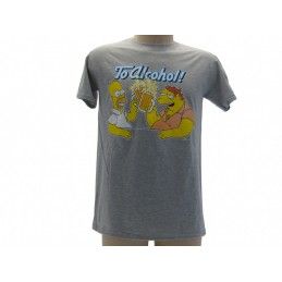 MAGLIA T SHIRT THE SIMPSONS HOMER BARNEY ALCOHOL GRIGIA
