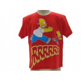 MAGLIA T SHIRT THE SIMPSONS HOMER BART GRRRR ROSSA