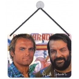 BUD SPENCER AND TERENCE HILL AUTOGRAFI METAL TIN SIGN TARGA METALLO 17X12CM  Blechwaren Fabrik Braunschweig