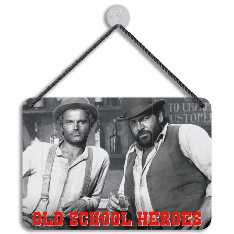 BUD SPENCER AND TERENCE HILL OLD SCHOOL HEROES METAL TIN SIGN TARGA METALLO 17X12CM  Blechwaren Fabrik Braunschweig