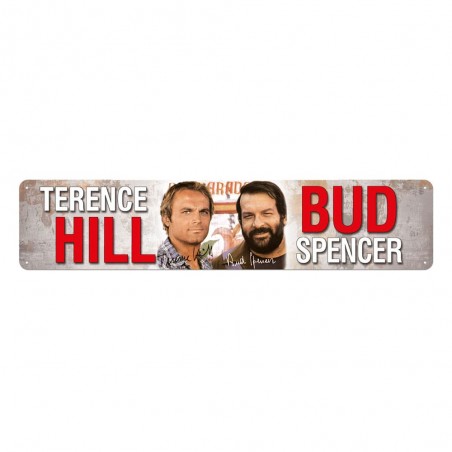 BUD SPENCER AND TERENCE HILL AUTOGRAPHS METAL TIN SIGN 46X10CM