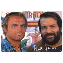 BUD SPENCER AND TERENCE HILL AUTOGRAFI TARGA METALLO 30X20CM  Blechwaren Fabrik Braunschweig