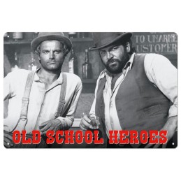 BUD SPENCER AND TERENCE HILL OLD SCHOOL HEROES TARGA METALLO 30X20CM  Blechwaren Fabrik Braunschweig