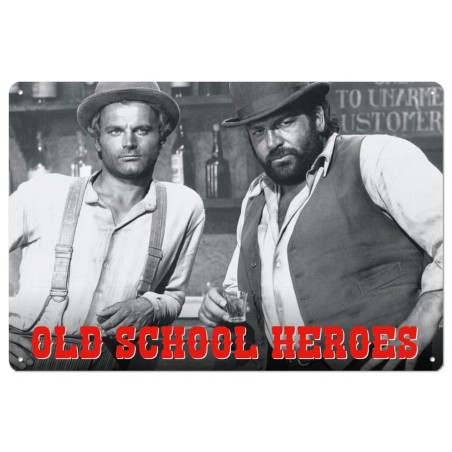 BUD SPENCER AND TERENCE HILL OLD SCHOOL HEROES METAL TIN SIGN 30X20CM