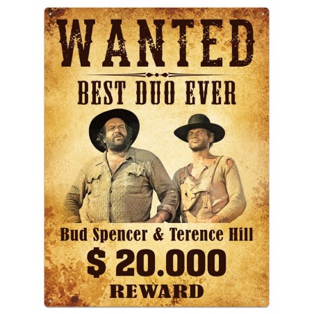 BUD SPENCER AND TERENCE HILL WANTED METAL TIN SIGN 30X40CM