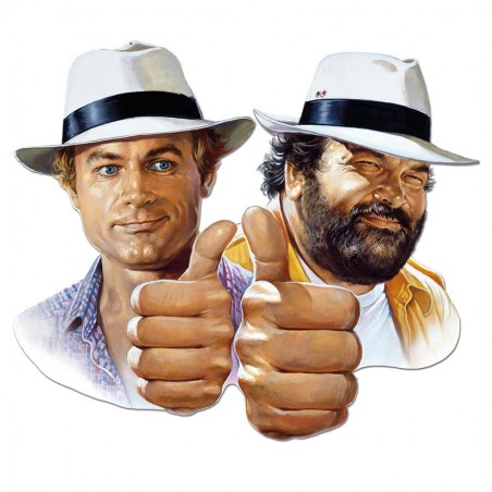 BUD SPENCER AND TERENCE HILL NON C'E' DUE SENZA QUATTRO 3D METAL TIN SIGN 45X45CM