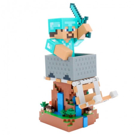 MINECRAFT CABLE GUY STEVE IN DIAMOND ARMOR STATUA 21CM FIGURE