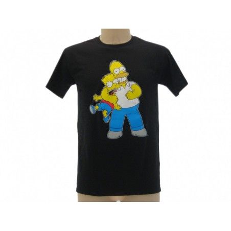 MAGLIA T SHIRT THE SIMPSONS HOMER BART STROZZO NERA