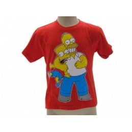 MAGLIA T SHIRT THE SIMPSONS HOMER BART STROZZO ROSSA