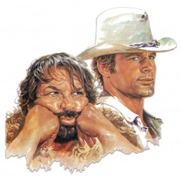 Blechwaren Fabrik Braunschweig BUD SPENCER AND TERENCE HILL DIO PERDONA IO NO 3D METAL TIN SIGN 45X45CM