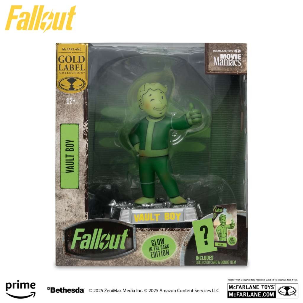 MC FARLANE FALLOUT MOVIE MANIACS VAULT BOY GLOW IN THE DARK EDITION