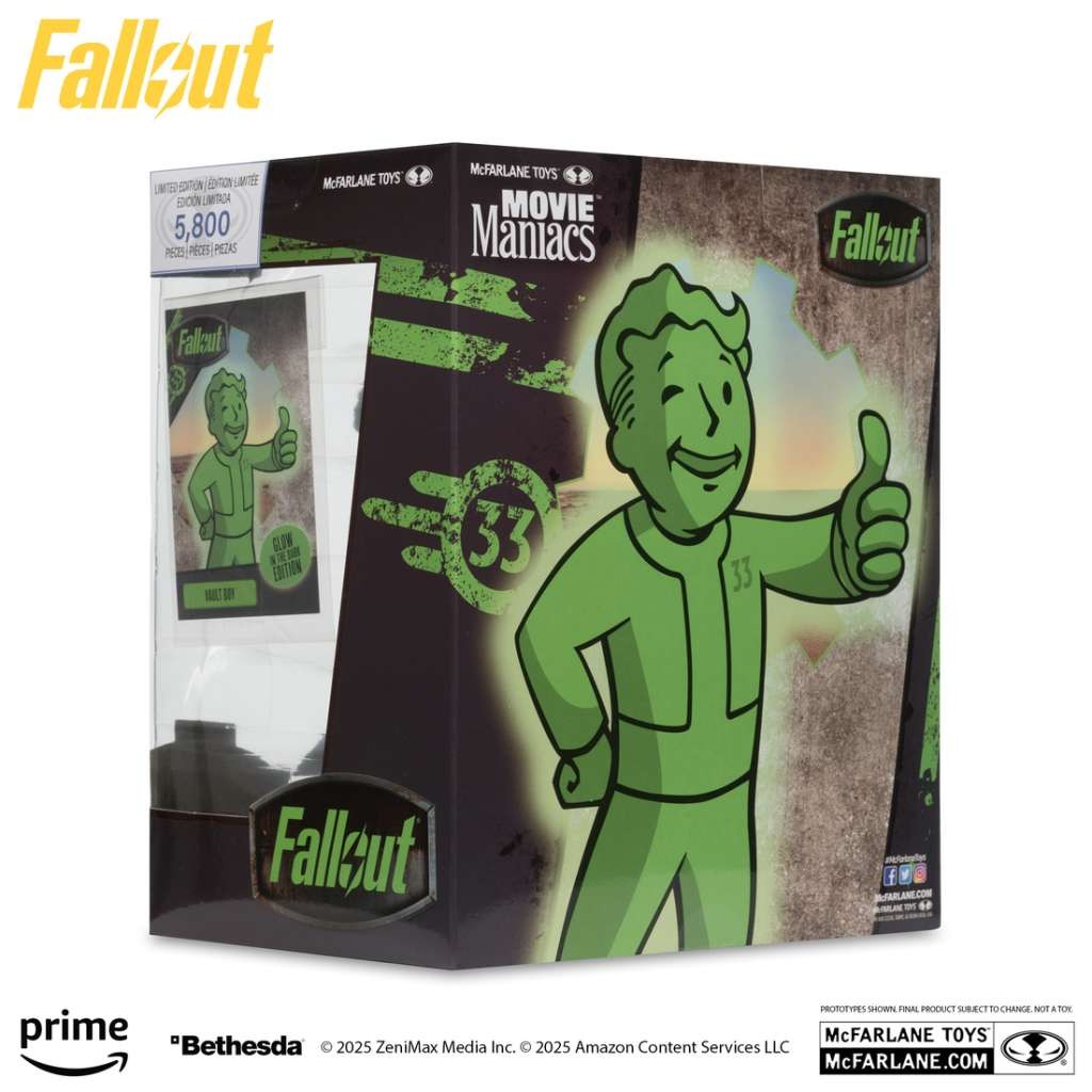 MC FARLANE FALLOUT MOVIE MANIACS VAULT BOY GLOW IN THE DARK EDITION