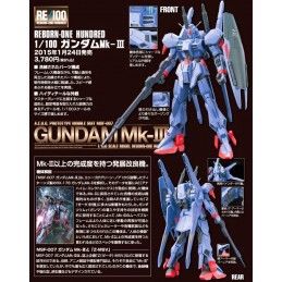 BANDAI REBORN-ONE HUNDRED RE/100 GUNDAM MK-III MSF-007 1/100 MODEL KIT FIGURE