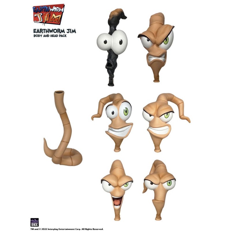 EARTHWORM JIM ACCESSORY PACK WORM BODY AND JIM HEADS WAVE 1 ACTION FIGURE SET PREMIUM DNA TOYS EARTHWORM JIM ACCESSORY PACK WORM BODY AND JIM HEADS WAVE 1 ACTION FIGURE SET PREMIUM DNA TOYS