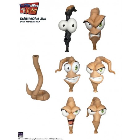 EARTHWORM JIM ACCESSORY PACK WORM BODY AND JIM HEADS WAVE 1 ACTION FIGURE SET