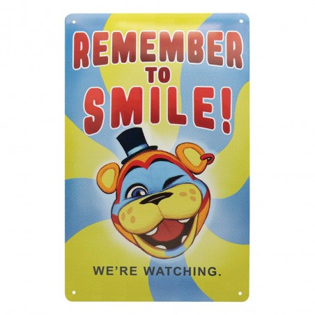 FIVE NIGHTS AT FREDDY'S REMEMBER TO SMILE TIN SIGN 18X28CM