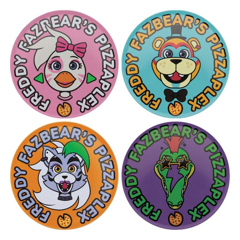 FIVE NIGHTS AT FREDDY'S PIZZAPLEX METAL COASTERS SET 4 SOTTOBICCHIERI FANATTIK FIVE NIGHTS AT FREDDY'S PIZZAPLEX METAL COASTERS SET 4 SOTTOBICCHIERI FANATTIK