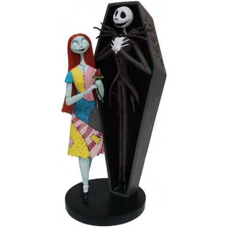 THE NIGHTMARE BEFORE CHRISTMAS JACK AND SALLY COFFIN STATUE FIGURE
