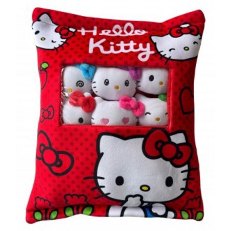 HELLO KITTY CUSCINO CON 6X MINI PELUCHE 30X38CM