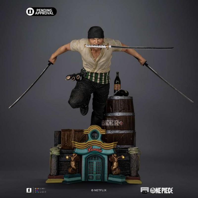 IRON STUDIOS ONE PIECE NETFLIX RORONOA ZORO ART SCALE 1/10 RESIN STATUE FIGURE IRON STUDIOS ONE PIECE NETFLIX RORONOA ZORO ART SCALE 1/10 RESIN STATUE FIGURE
