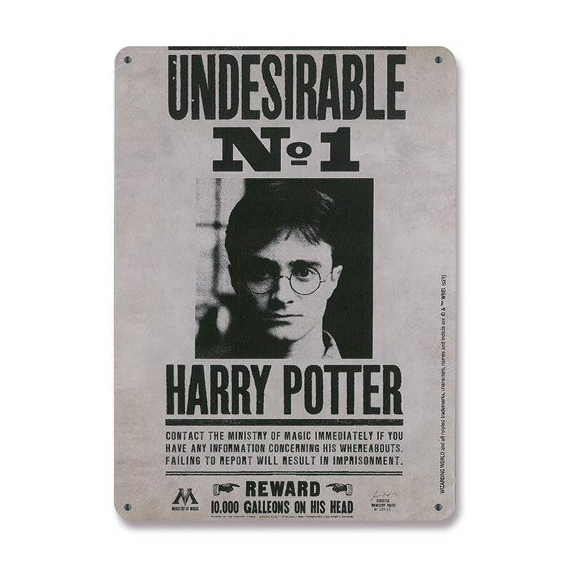 HARRY POTTER UNDESIRABLE NO1 REWARD TIN SIGN TARGA REPLICA LOGOSHIRT HARRY POTTER UNDESIRABLE NO1 REWARD TIN SIGN TARGA REPLICA LOGOSHIRT