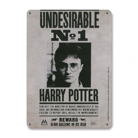 HARRY POTTER UNDESIRABLE NO1 REWARD TIN SIGN TARGA REPLICA