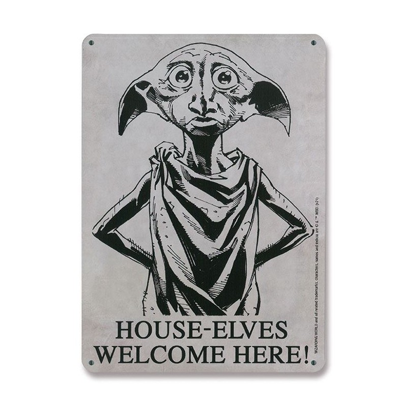 HARRY POTTER HOUSE-ELVES WELCOME HERE TIN SIGN TARGA LOGOSHIRT HARRY POTTER HOUSE-ELVES WELCOME HERE TIN SIGN TARGA LOGOSHIRT
